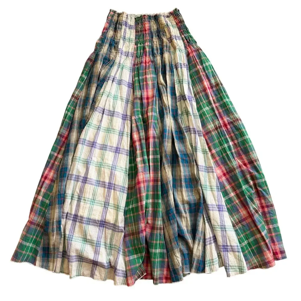 Oli & Hali Plaid Convertible Maxi Skirt Tube Dress Women's Small Pocketed - Picture 2 of 14